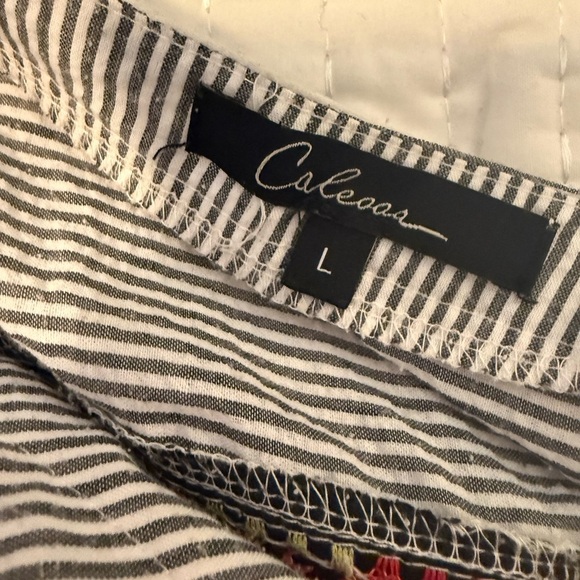 Caleoa Embroidered Stripe Tunic Top Bell Sleeve Boho Festival Cotton Large - Picture 5 of 8